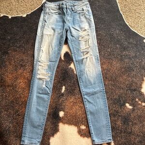 American Eagle Outfitters Light Blue Ripped Skinny Jeans